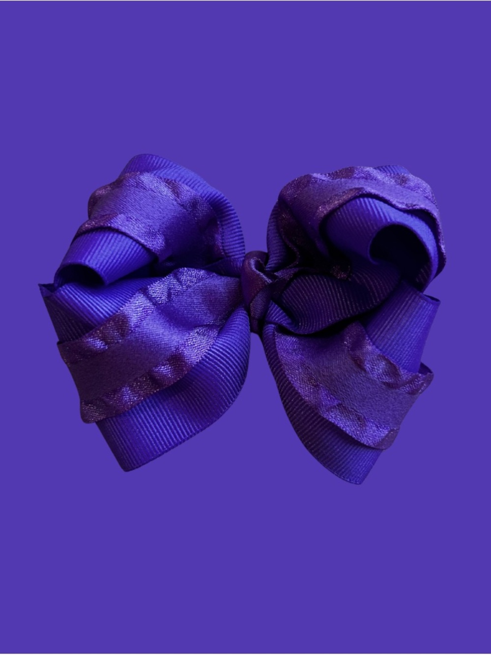 3” Purple Layered Ruffled Hair Bow for Kids